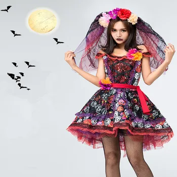 

Wedding Ghost Bride Cosplay Voodoo Doll Costumes Halloween Terror Costumes for Women Adult Scary Anime Cosplay Girls