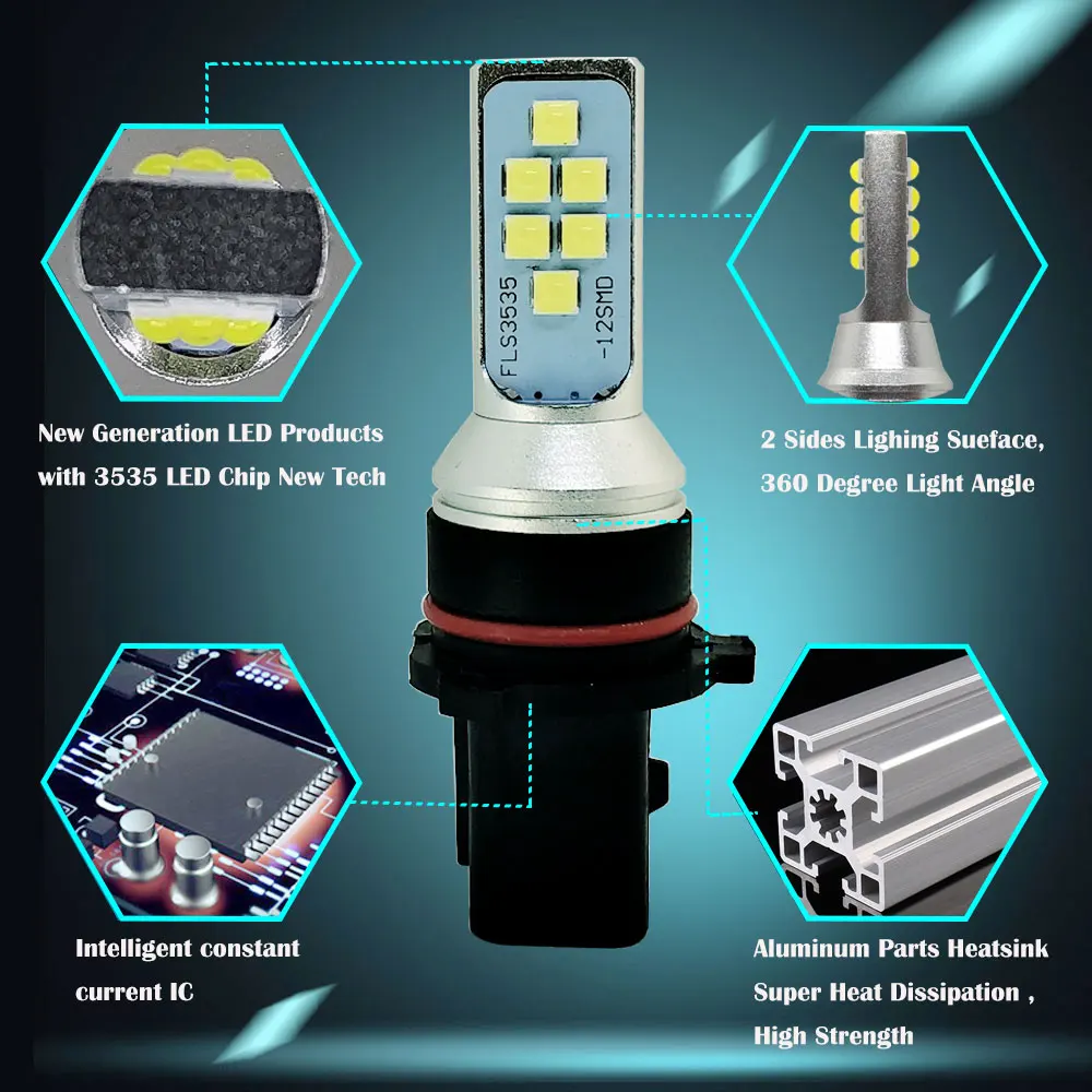 P13W светодиодный лампы 12SMD 3535 8 Вт высокой мощности Мощность вождения авто противотуманные фары DRL P13W Стоянкы Автомобилей Автомобиля Противотуманные огни 12V 24V