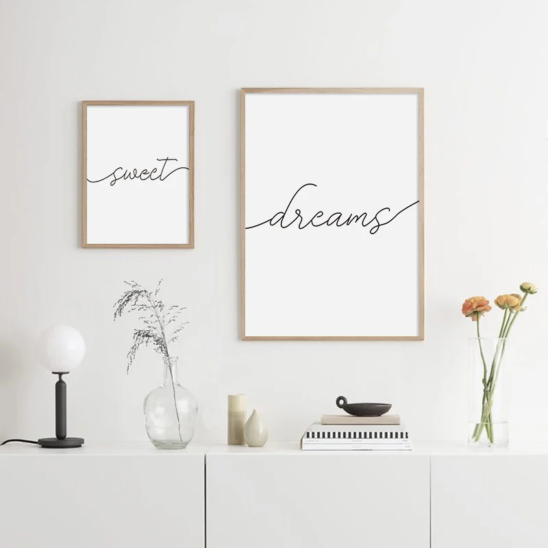 Nordic-Poster-Black-and-White-Sweet-Dreams-Quotes-Canvas-Painting-Nursery-Wall-Art-Print-Wall-Pictures (1)