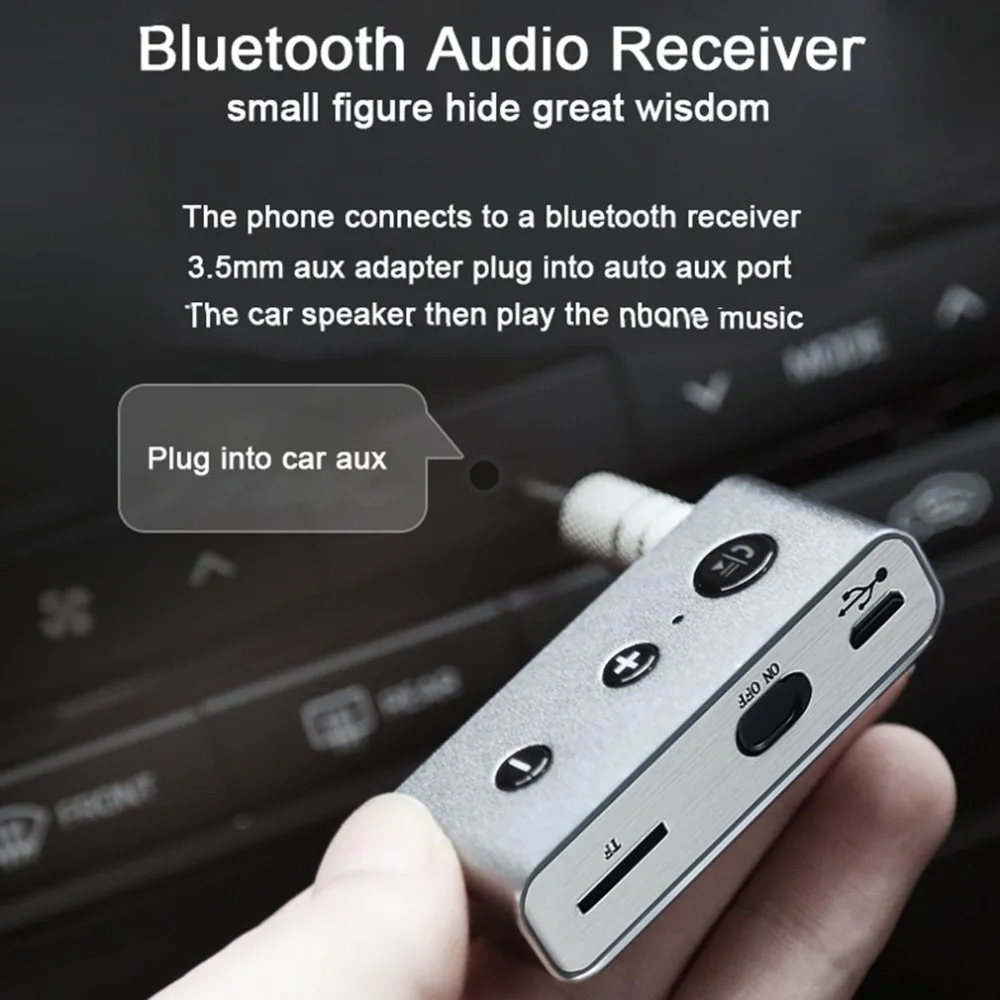 Bluetooth автомобильный комплект громкой связи 3,5 мм Aux аудио приемник адаптер беспроводной музыкальный приемник A2DP стерео Поддержка TF автомобильный адаптер