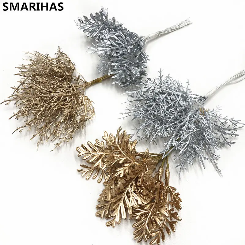 SMARIHAS 10 шт. искусственные цветы Золотой и Серебряный Кленовый лист растение