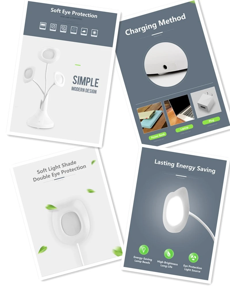 LED Living Table Lamp Ins DC5V Eye Protection Reading Book Light USB Flower Desk Lamps Touch 3 Mode Office Modern Decoration New
