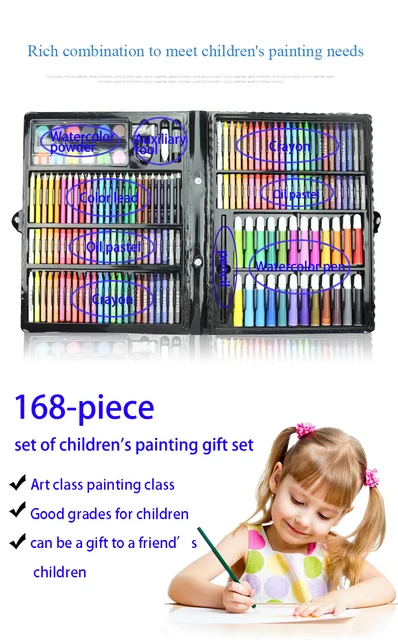 Kit de peinture et de dessin pour enfants, kit d'artiste, enfants, garçons,  filles, étudiants débutants, Noël, vacances, cadeau d'anniversaire, 168  pièces - AliExpress