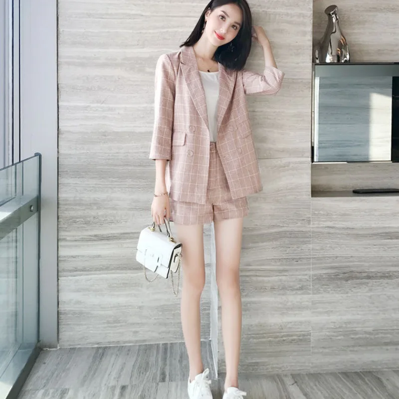 

Spring Clothing Women's Early Spring Elegant Two-Piece Set Playful Fashion Graceful Korean-style Small Suit Coat Shorts Set Card