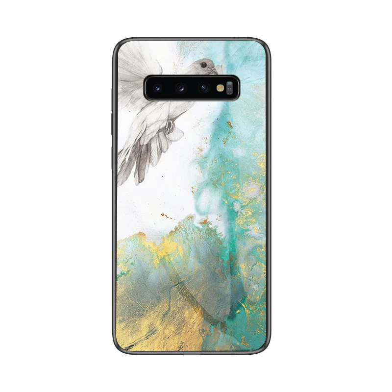 Flying Pigeon Чехол из закаленного стекла для samsung Galaxy S10 Plus SM-G975F S10+ 5G чехол градиентный защитный чехол для телефона для samsung S10e чехол для телефона - Цвет: Flying Pigeon