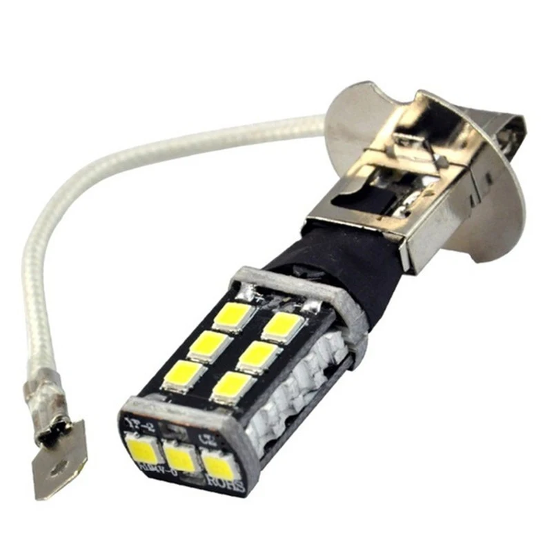 

2 шт. H1 H3 светодиодный ная лампа 15SMD 2835 6000K белая Автомобильная противотуманная фара ходовая лампа 12 В постоянного тока
