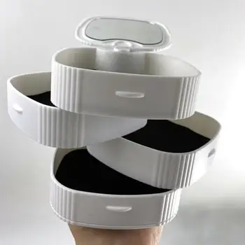 

Jewelry Storage Box Creative Multilayer Rotating Makeup Storage Box PU Watch Box Necklace Holder With Makeup Mirror