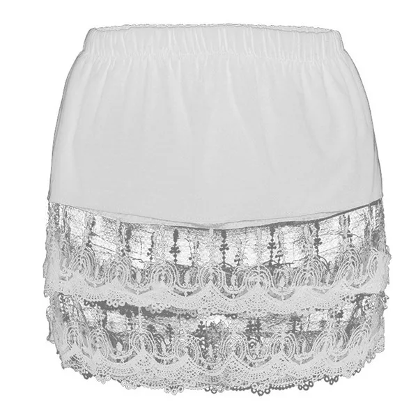 White Модное женское платье размера плюс, многослойное, многослойное, прозрачное, с кружевной отделкой, расширитель, половинные слипы, юбка с вышивкой, сексуальная сумка, юбка на бедрах, половинные слипы, Plu SS3M - Цвет: White