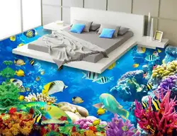 Водонепроницаемый самоклеящийся ПВХ 3d Пол гостиная спальня ванная комната Подводный мир Коралловое море 3D Пол виниловые обои