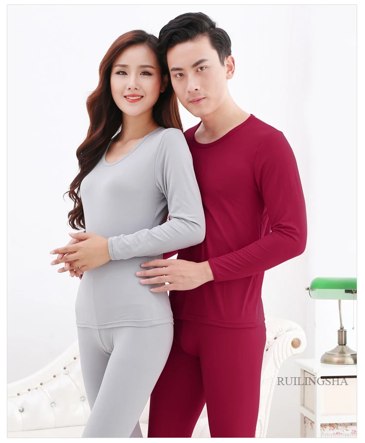 Women Men New Cotton Milled Thermal Underwear Winter Warm Long Johns Female Round Collar and Thin Underwear Suits