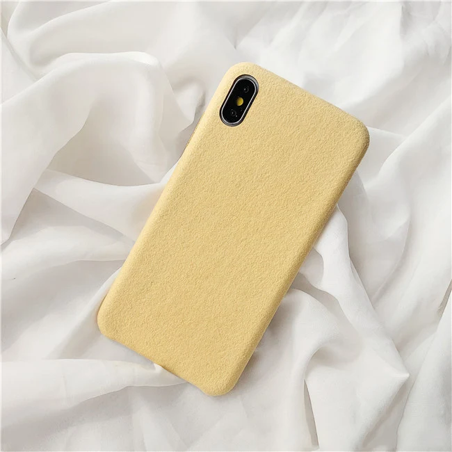 GlamPhoneCase простой плюшевый тканевый чехол для iPhone X XS Max XR Мягкий силиконовый чехол для iPhone 7 8 6 6s Plus чехол - Цвет: Цвет: желтый