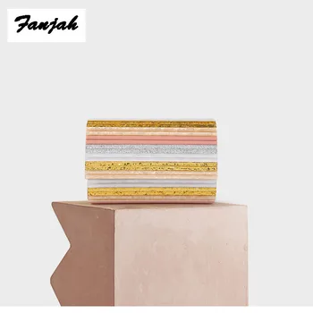 

Acrylic Box Bags Hard Surface Women Elegant Shoulder Bags long Clutches Wedding Fashion Party Purse striped colorful acrylic bag