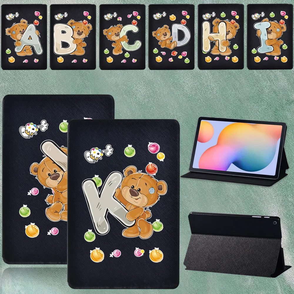 

For Samsung Galaxy Tab S6 Lite 2020 P610 P615 10.4 Inch Flip Bear Series Letters Leather Stand Tablet Case + Pen