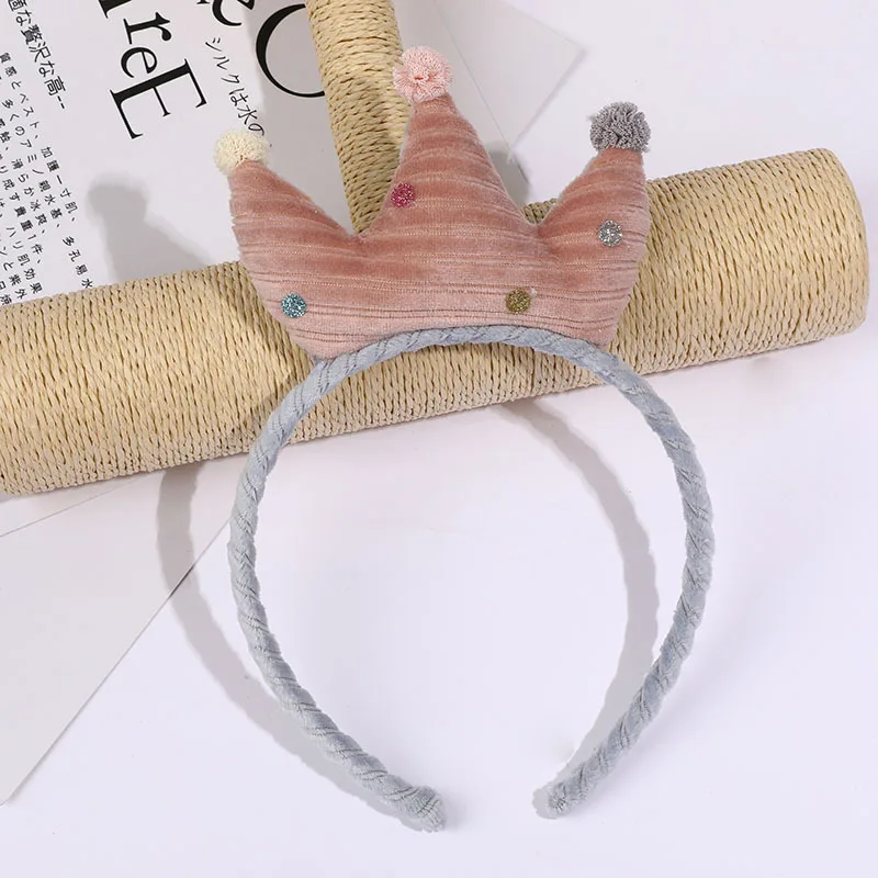 DUOJIAOYAN новая Корейская осенне-зимняя детская повязка для волос, головной убор, банты, корона, плюшевая головная повязка, Простые Модные аксессуары для волос для малышей