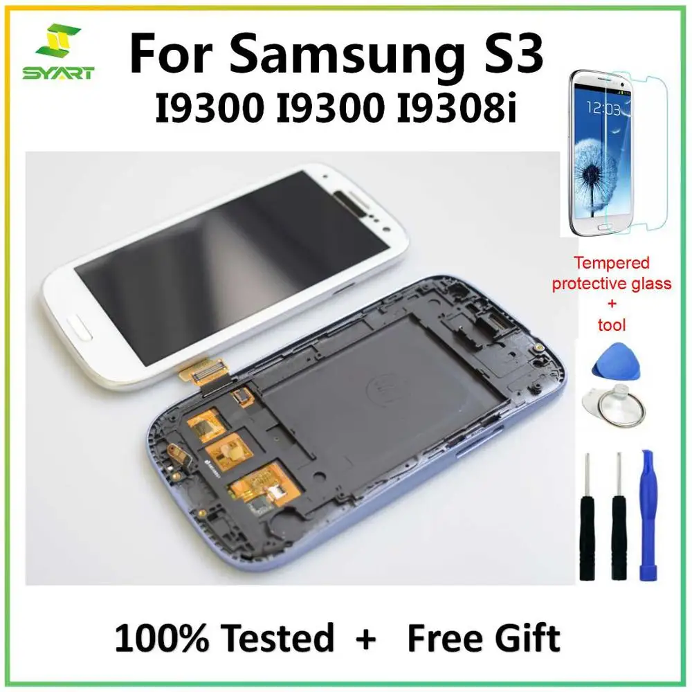 Pаспродажа Для samsung Galaxy S3 TFT lcd дисплей lcd кодирующий преобразователь сенсорного экрана в сборе с рамкой для samsung Galaxy S3 i9300 i9300i i9308i
