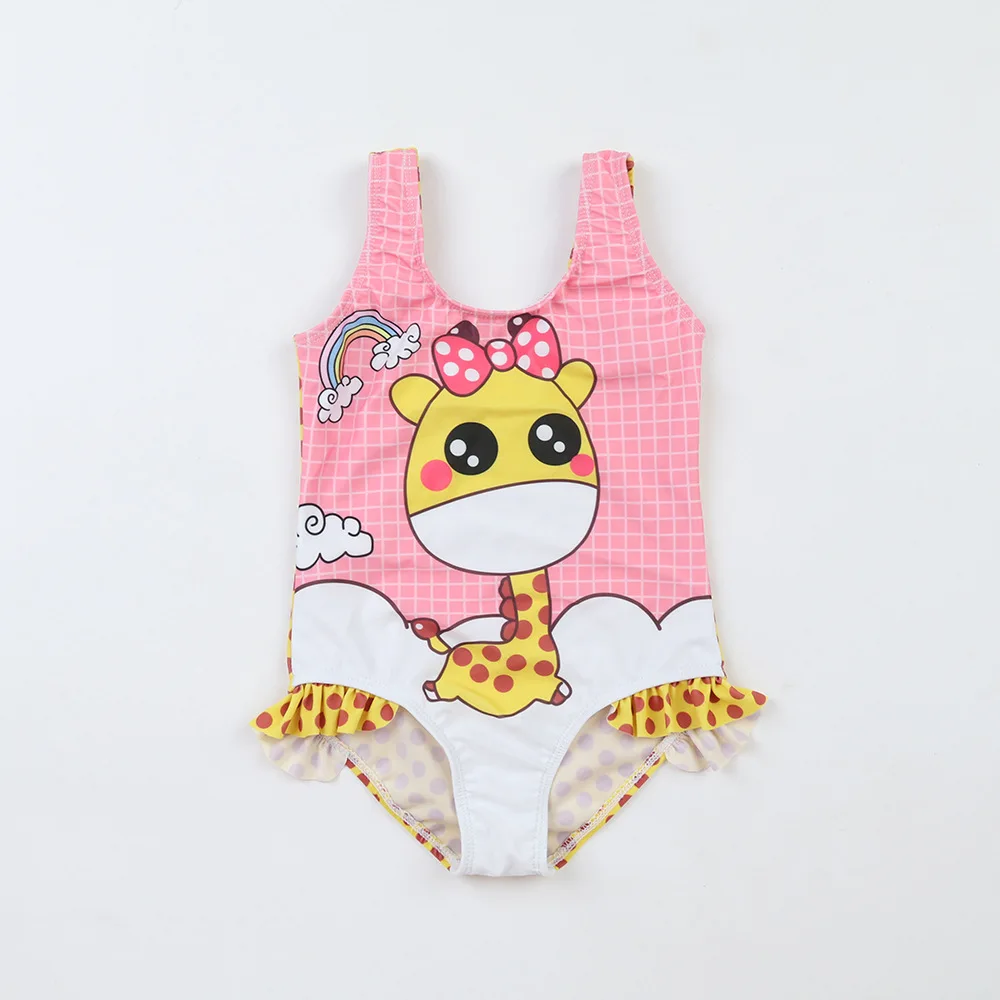 giraffe 89009 Купальник для девочек, Цельный купальник, купальный костюм для маленьких девочек, сексуальное детское бикини с оборками, одежда для плавания, детское Монокини - Цвет: giraffe 89009