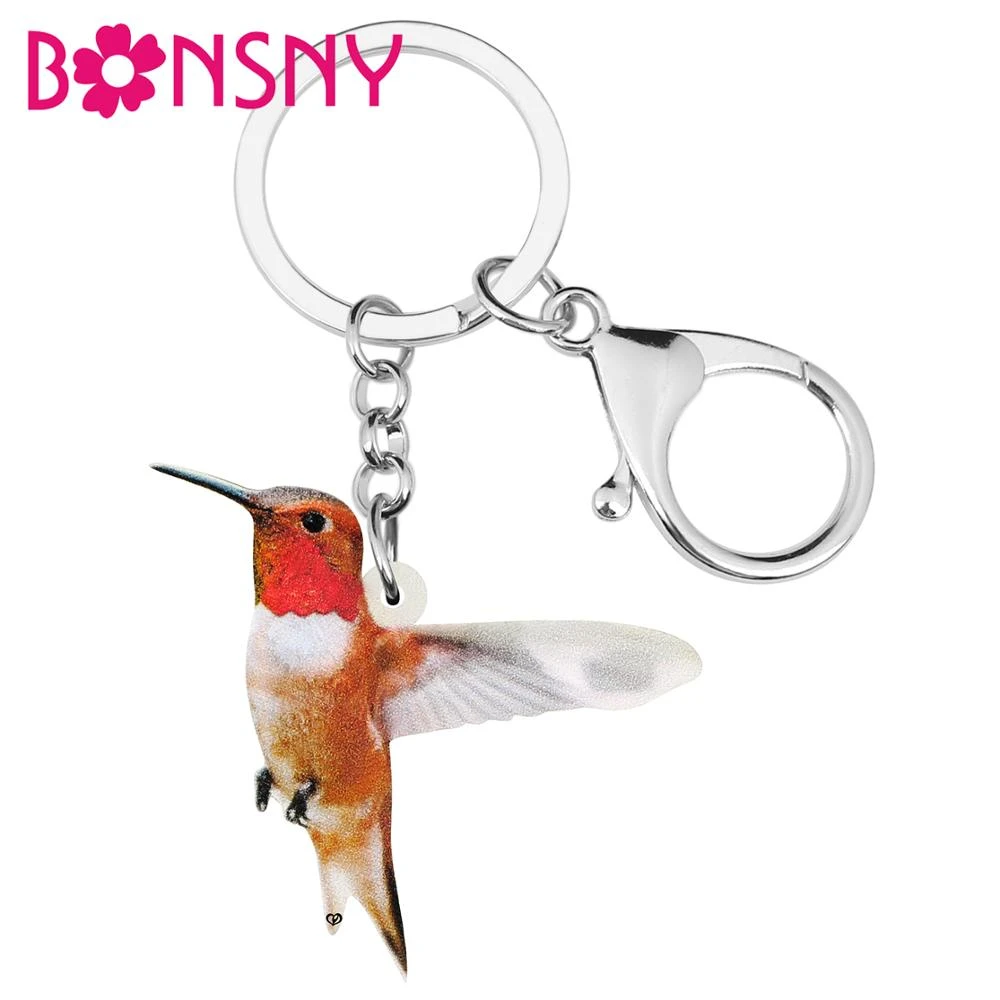 Bonsny llaveros de acrílico con forma de colibrí, joyería larga con forma de Animal para mujeres, niños y adolescentes, regalo clásico, amuletos para monedero|Llaveros| - AliExpress