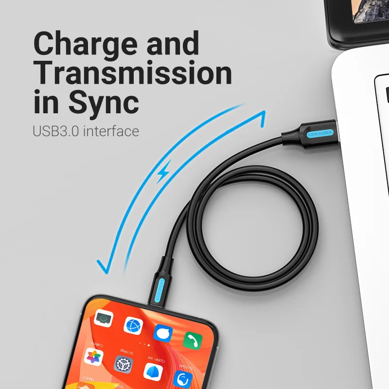 Vention 3A USB 유형 C 케이블 삼성 Galaxy S10 S9 용 고속 USB 3.0 충전 케이블 Huawei P30 20 Pro USB C 데이터 충전 케이블