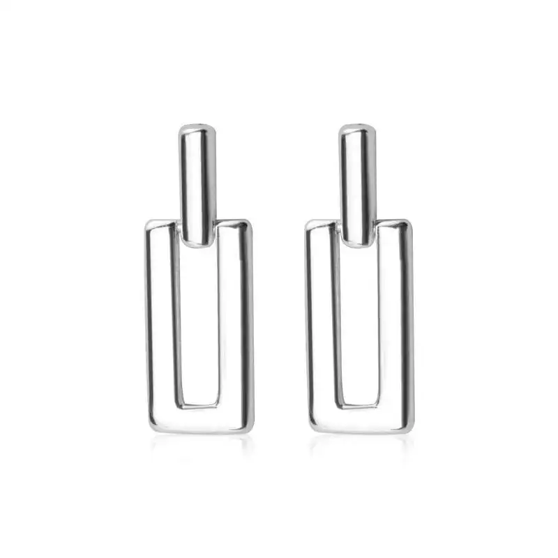 INZATT Real 925 Sterling Silver Geometric Stud Earrings For Fashion Women Party Minimalist Fine Jewelry Cute Accessories - Image 3