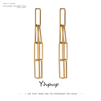 

Yhpup Statement Square Layered Drop Dangle Earrings for Women Stainless Steel 18 K Gold Plated Earrings Jewelry Girls Party Gift