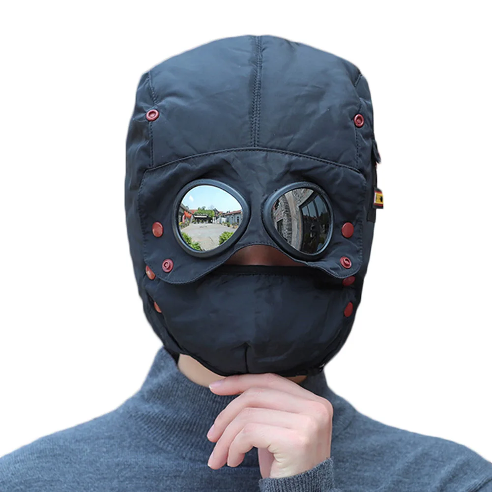 Зимние шапки, утолщенная теплая Ветрозащитная маска для защиты ушей для женщин и мужчин, на открытом воздухе - Цвет: black Three piece se