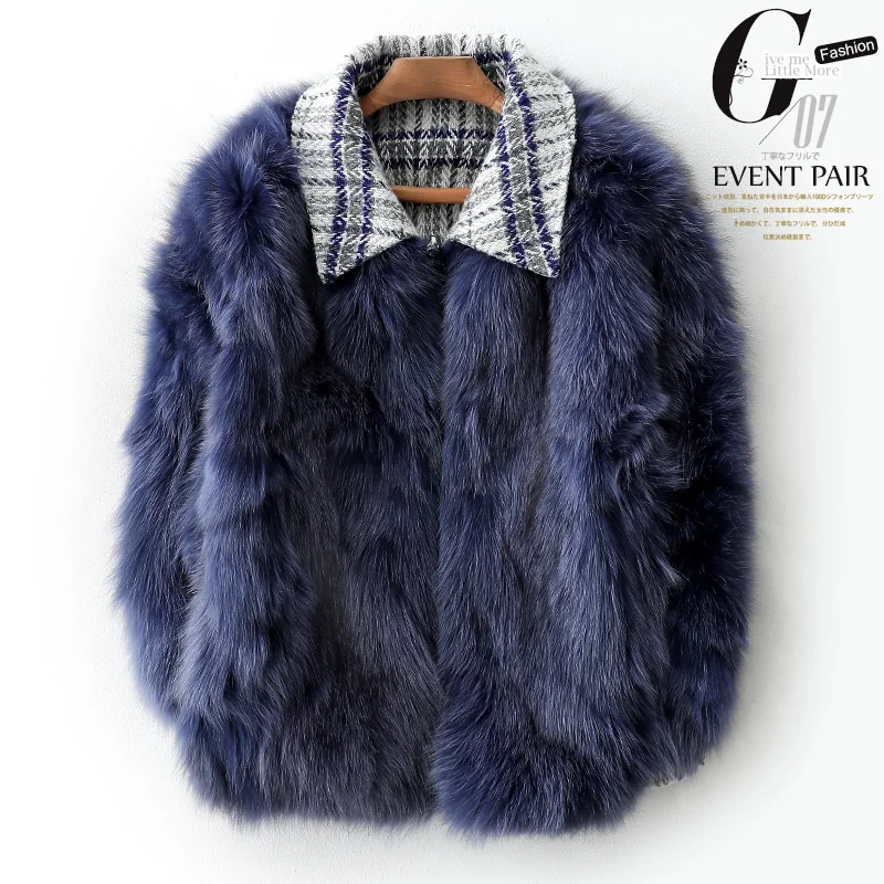 AYUSNUE Wool Coat Women Two Side Wear Wool Jacket Fox Fur Coat Women Overcoat Korean Winter Coat Women TLOOR0990 YY1393