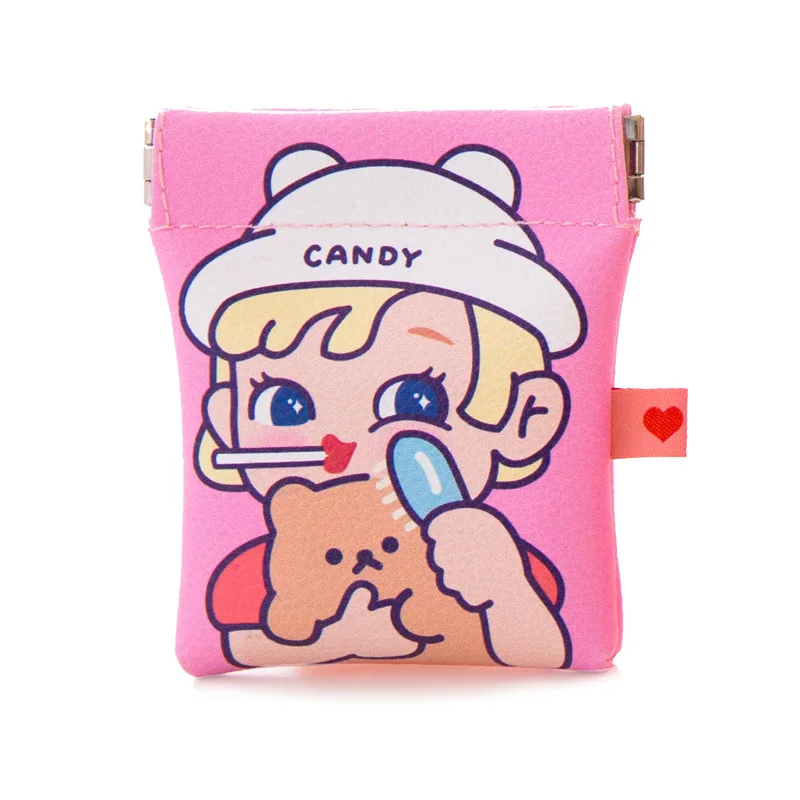 pink Сумка для наушников с вышивкой из мультфильма Bentoy, мягкий чехол для наушников из искусственной кожи, милый карман для монет, ID карт, кошелек, помада, органайзер для ключей - Цвет: pink