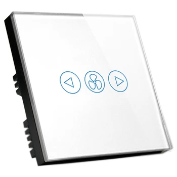 

WIFI Fan Switch,EU Standard Wifi Switch 600W,AC220-40V White Tempered Glass Panel ,Works with Alexa,Google Assistant(EU Plug)