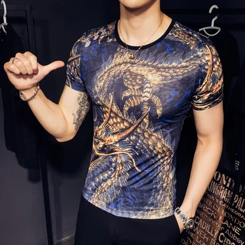 

2020 summer new British fashion Korean version trend slim men's ice silk short-sleeved T-shirt bottoming shirt