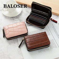 Faux Leather Card Holder for Women Credit Card Holder Wallet Zip Card Holder for Men and Women