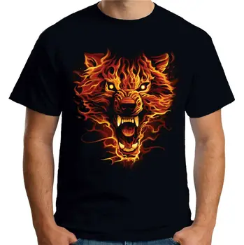 

Velocitee Mens Flaming Wolf T Shirt Native Indian Evil Spirit Goth A17991
