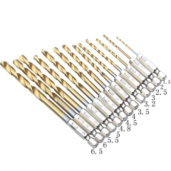 

13 Pcs/set Hex Shank High Speed Steel Drill Bit Electric Screwdriver Special Twist Drill Woodworking Manual Punching Set