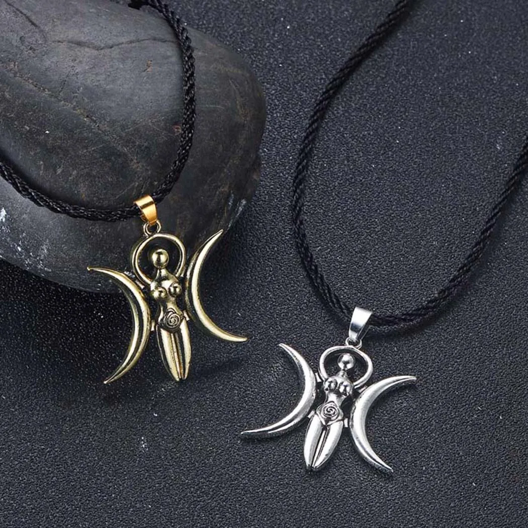 Cxwind Vintage Triple Moon Goddess Necklace Charms Spiral Pendant Amulet Metal Choker Jewelry For Women Man Gift | Украшения и