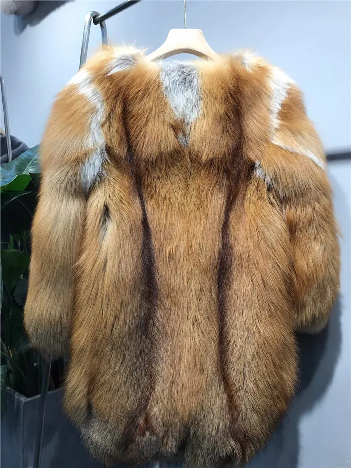 Abbigliamento donna autunno inverno длина 77 см Женская куртка из натурального меха Красной лисы зимнее плотное мягкое теплое пальто из натурального меха лисы