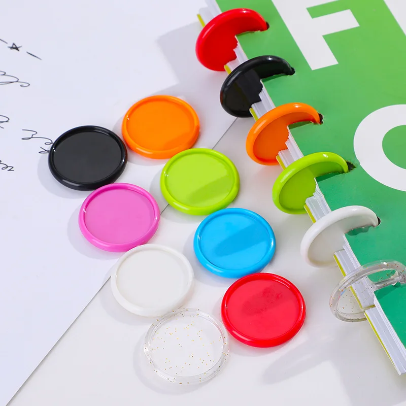 30Pcs 35MM Mushroom Hole Button Notebook Binding Disc Button Loose-leaf 360 Degree Foldable Plastic Disc Office School
