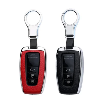 

Genuine Leather Alloy Car Key Holder Case Cover For TOYOTA Camry CHR Crown Prado IZOA