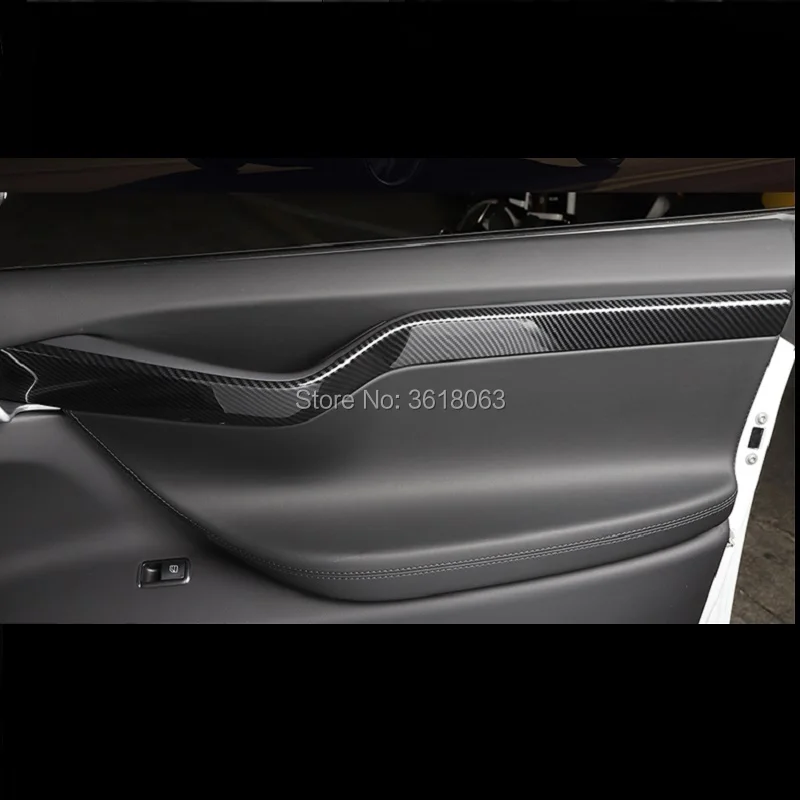 Для Tesla модель X- углеродное волокно внутренняя дверь отделка двери защитная крышка для автомобиля Стайлинг украшения Аксессуары
