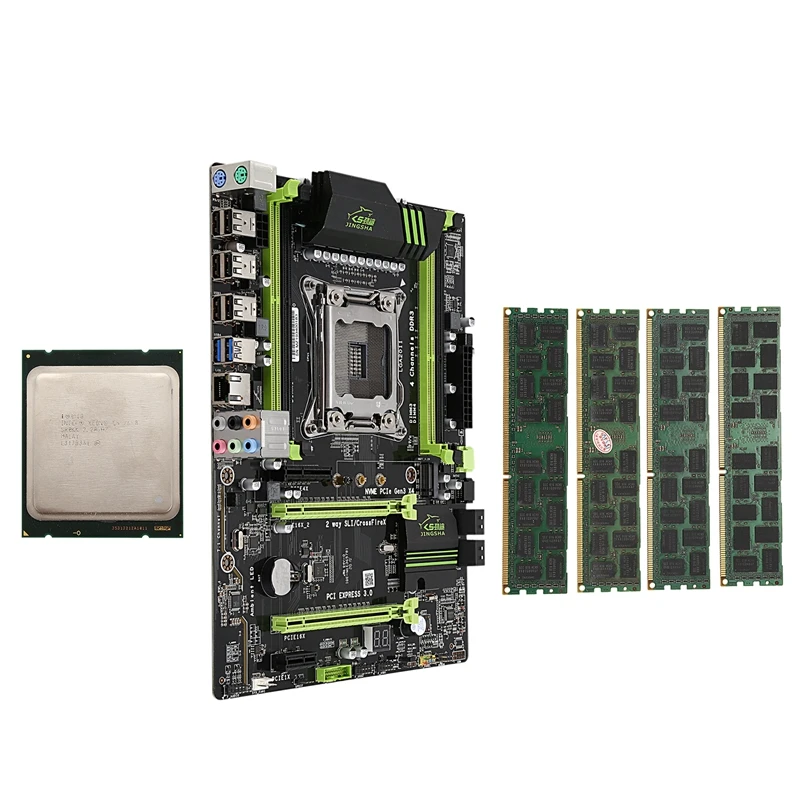 X79 LGA2011 материнская плата комбинированный комплект с E5-2660 C2 cpu 4X4GB 16GB DDR3 ram 4-Ch 1333Mhz PCI-E NVME M.2 SSD слот