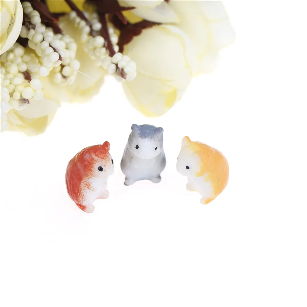 Hamster Figurine For Mini Fairy Garden Animal Statue Similation Resin Craft Home Car Decoration  Miniature Decoration