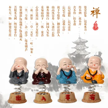 

Creative Car Decoration Rotating Four Monk Cute Decoration Bless Safeness Car Ornament Decoration Car Mounted Supplies