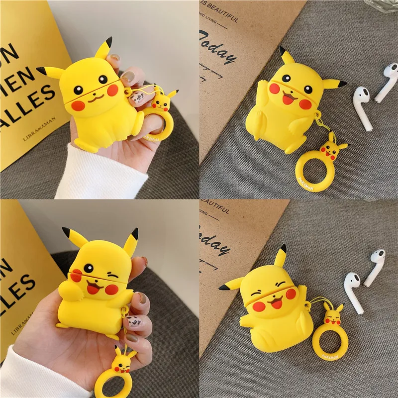 Для AirPods чехол 3D милый мультяшный чехол для наушников s для Apple Airpods 2 забавные аксессуары Защитная крышка с кольцом на палец