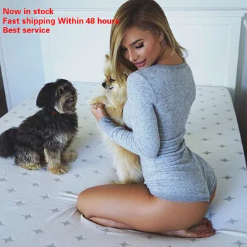 

Deep V-Neck Jumpsuits Women Sexy Bodycon Romper Playsuit Leotards Long Sleeve Summer