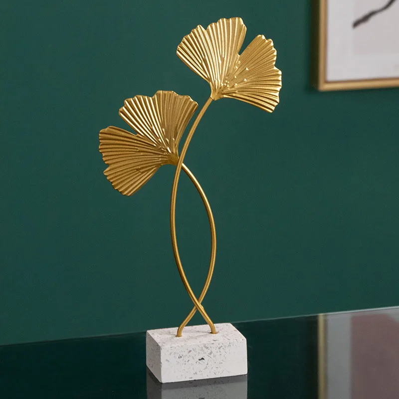 Nordic Luxury Gold Ginkgo Biloba Leaves Figurine Metal Plant Sculpture Room Decor Fengshui Ornament Home Decoration Accessories Nordic Luxury Gold Ginkgo Biloba Leaves Figurine Metal Plant Sculpture Room Decor Fengshui Ornament Home Decoration Accessories