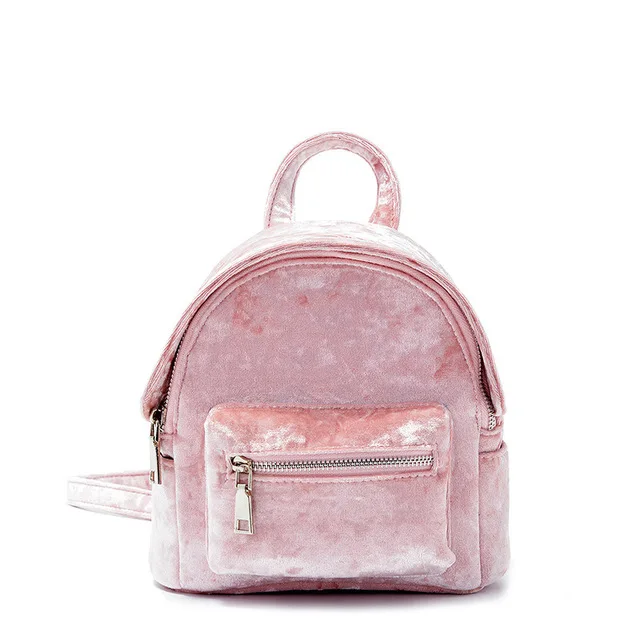 Pink Velvet Small Bookbag Girls Kawaii 
