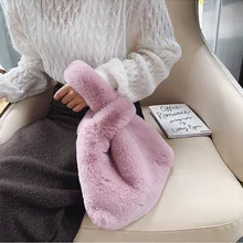 Теплая женская сумка из искусственного меха, зима-осень, Женская мода, модная женская сумка, бренд, одноцветная женская сумка с ремешком