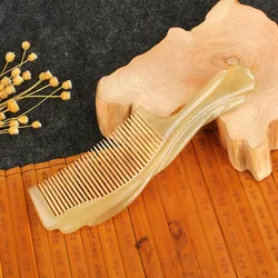 natural hair comb Anti Static Hair Loss Horn Comb Carved Pure Authentic Natural Long Large Home Combs Massage Birthday Gift High