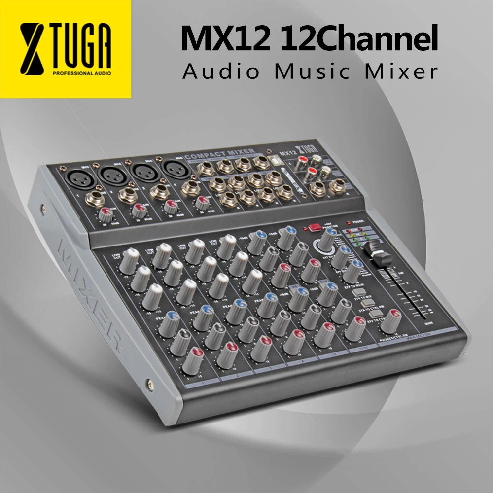 XTUGA MX12 Channels 3-Band EQ Audio Music Mixer