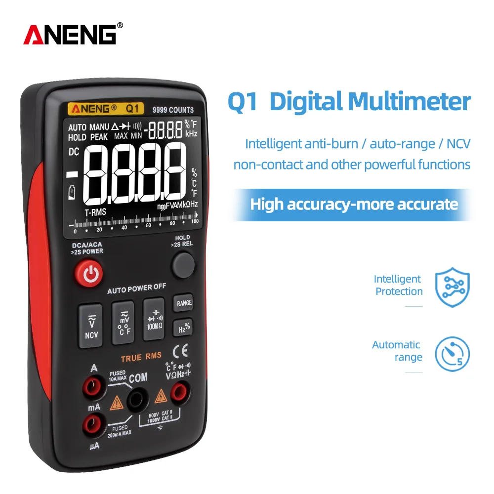 ANENG Q1 мультиметр цифровой True RMS 9999 тестер digital multimeter транзистор Мультиметр