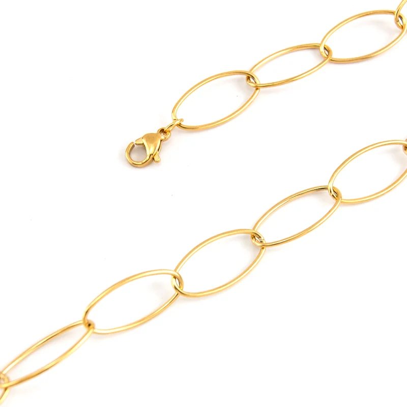 10x20-LongO-Gold Мужское ожерелье из нержавеющей стали, длинные цепи с круглым звеном, уникальное овальное длинное ожерелье яйцо омаров, золотые мужские ювелирные изделия, дропшиппинг - Окраска металла: 10x20-LongO-Gold