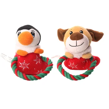 

2pcs Christmas Pet Toys Durable Plush Toy Sounding Toy Bite Toys for Shop